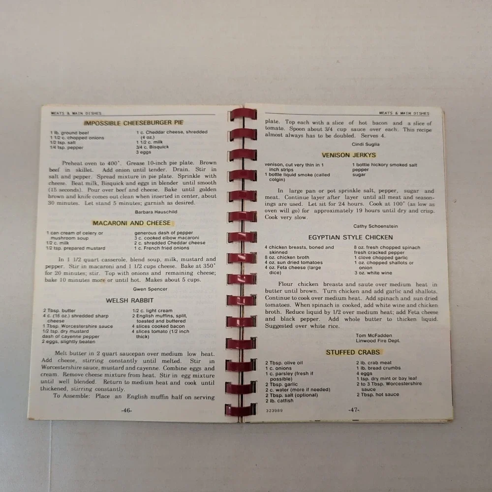 Burnt Offerings Cookbook Ladies Auxiliary Absecon Fire Dept New Jersey Community